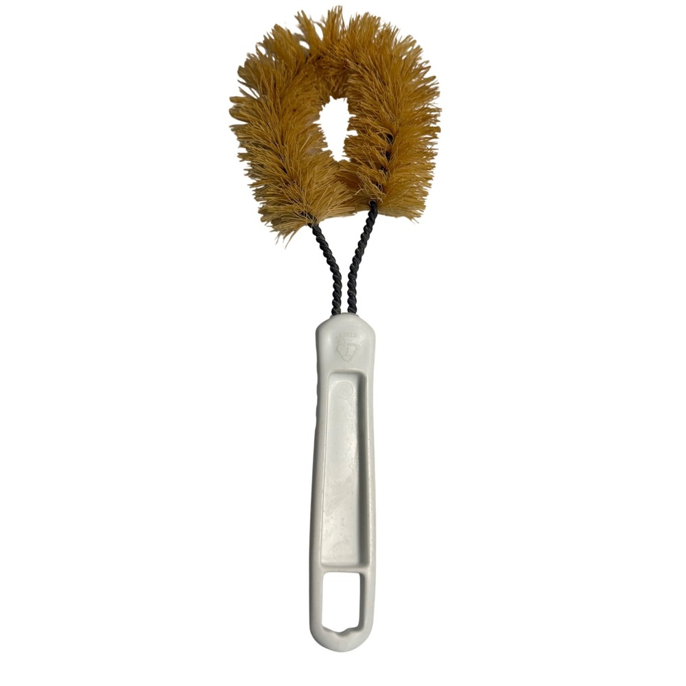 VTG O-Cedar Bottle Brush Tan White Plastic Handle Kitchen Cleaning Tool Scrub 9"